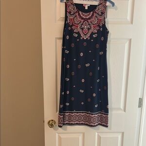 Navy and Red Sleeveless Dress
